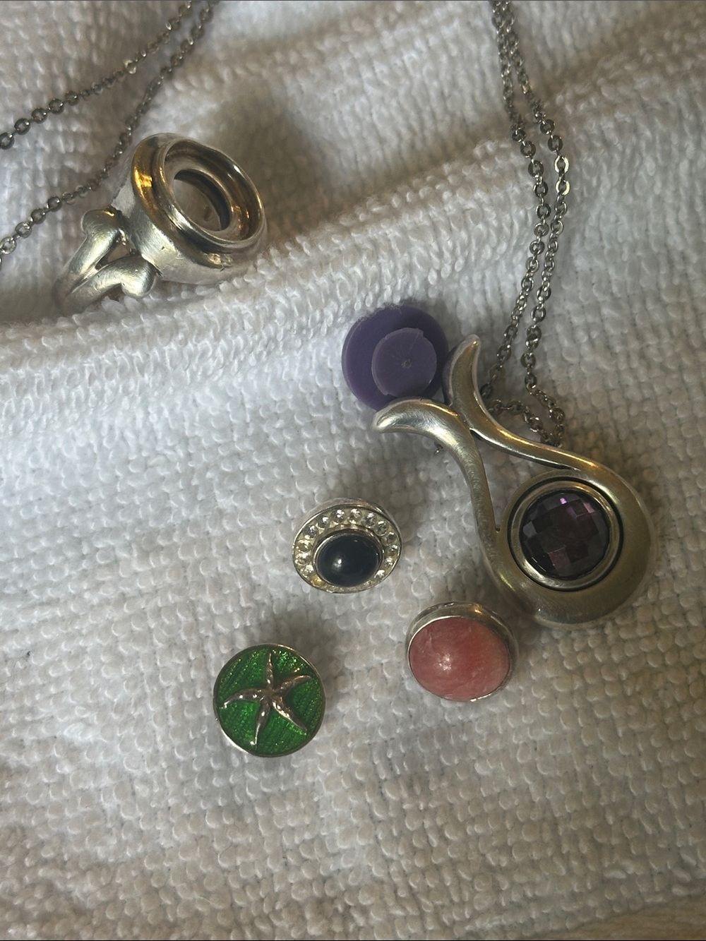 Kameleon Jewel Pop Sterling Silver Pendant Necklace, ring, and jewel pops